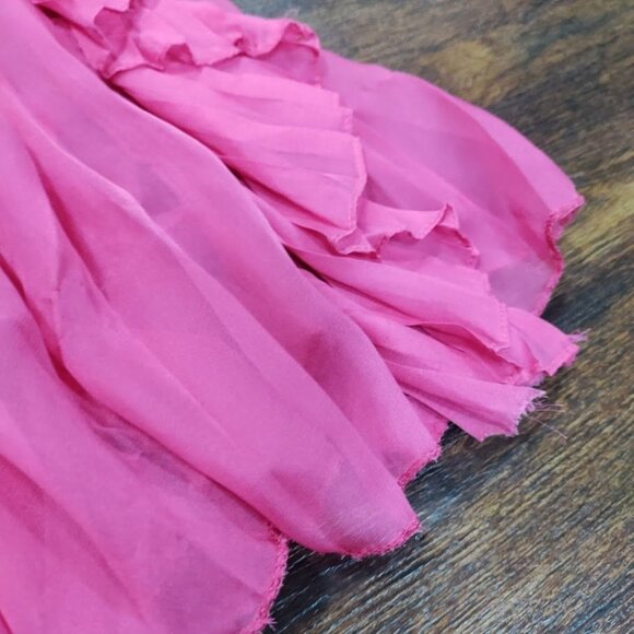 Mac Duggal Pink Ruffled Maxi Dress Flowy Pleated Deep V-Neck Evening Gown Size 4 - Picture 11 of 16